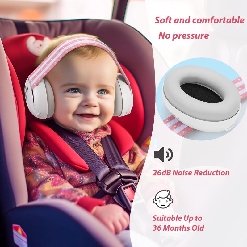 Laudexua Baby Ear Protection, Noise Cancelling Headphones for Babies and Toddlers Up to 36 Months, Comfortable Infant Ear Muffs for Effectively Hearing Protection and Help Sleep (Pink) - Image 3