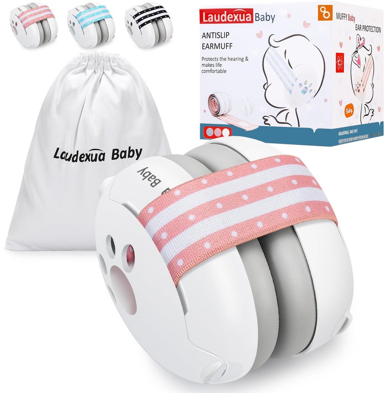 Laudexua Baby Ear Protection, Noise Cancelling Headphones for Babies and Toddlers Up to 36 Months, Comfortable Infant Ear Muffs for Effectively Hearing Protection and Help Sleep (Pink) - Image 1