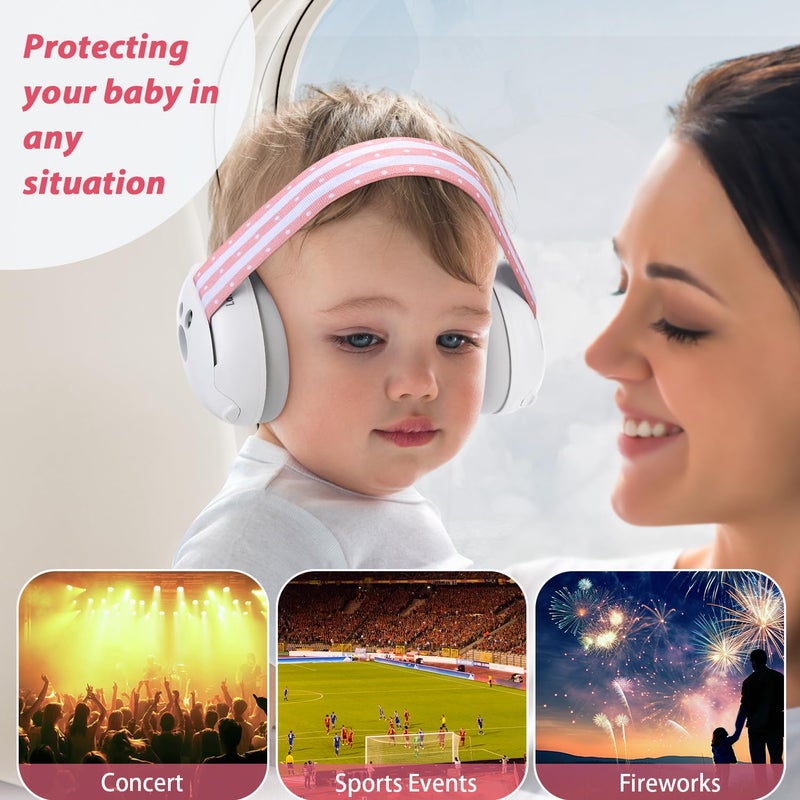 Laudexua Baby Ear Protection, Noise Cancelling Headphones for Babies and Toddlers Up to 36 Months, Comfortable Infant Ear Muffs for Effectively Hearing Protection and Help Sleep (Pink) - Image 5