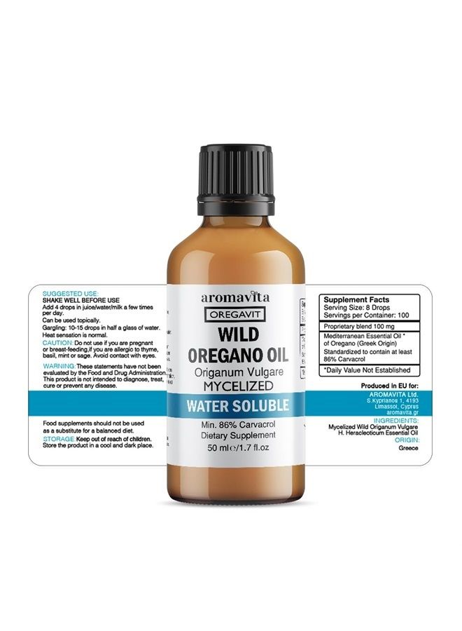 Aromavita Oregavit Water Soluble Wild Oregano Oil–Digestive, Immune Support, Respiratory Health, Natural Vegan Dietary Supplement–Mouthwash, for Healthy Gums-Soothe Sore Throats and Boost Immunity - Image 2