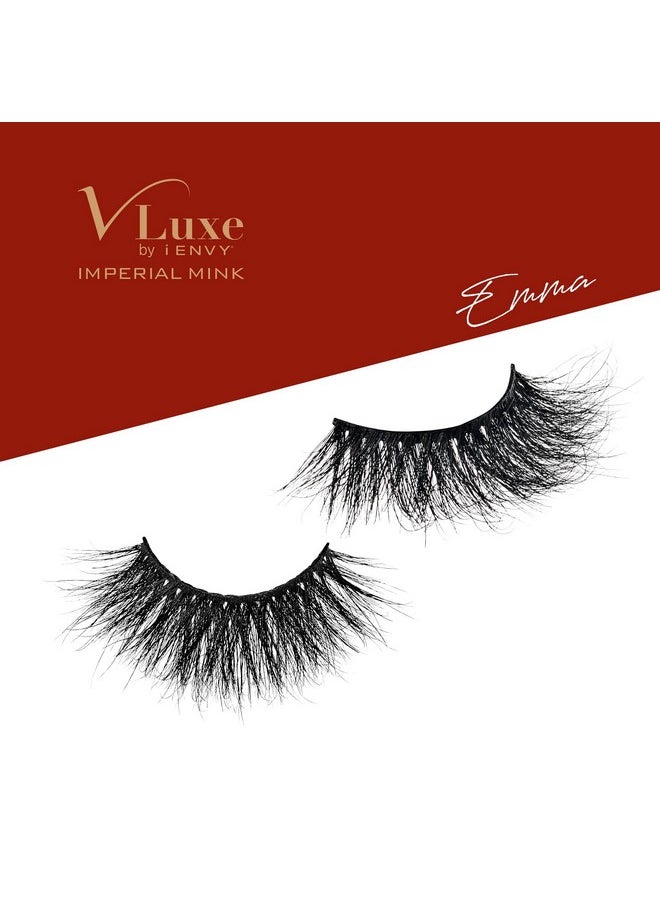 iEnvy - Vluxe False Lashes Imperial Mink High End Eyelashes Handcrafted Dramatic Natural Lashes Wispy Fluffy Volume Extension Eyelashes (Emma) - Image 1