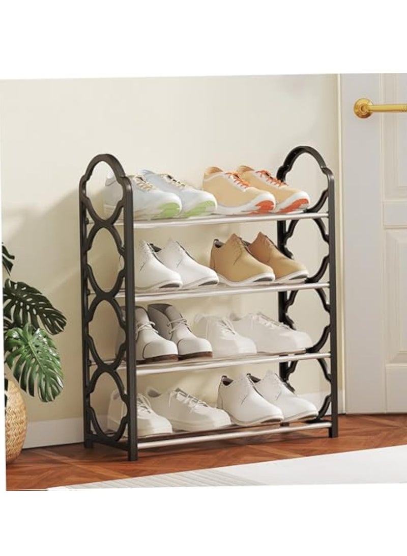YelaJoy 4 Tier Shoe Rack Minimalist Shoe Shelf Detachable Heavy Duty Organizer Punch-Free Floor Rack for Home Dorm Hallway, Black Storage Shelf Organizer - Image 2