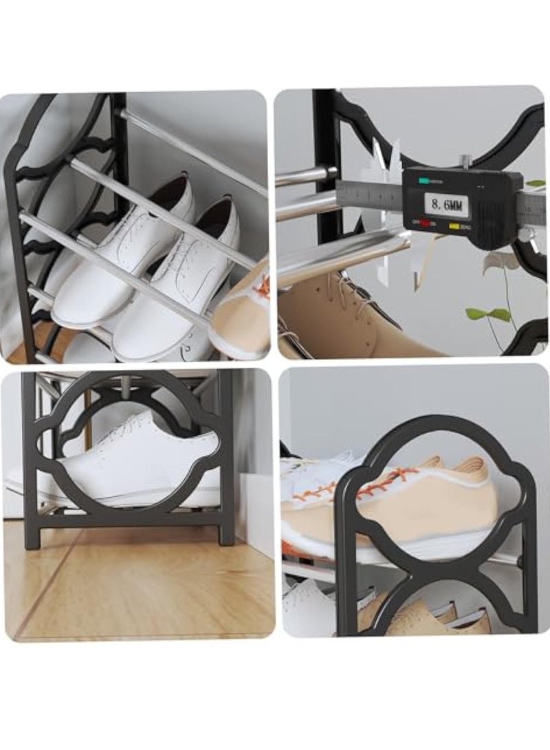 YelaJoy 4 Tier Shoe Rack Minimalist Shoe Shelf Detachable Heavy Duty Organizer Punch-Free Floor Rack for Home Dorm Hallway, Black Storage Shelf Organizer - Image 5