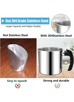 Garlo Candle Making Pouring Pot, 1.3L Double Boiler Wax Melting Pot, 304 Stainless Steel Candle Making Pitcher, Silver Color with Heat-Resistant Handle and Dripless Pouring Spout Design  - Image 4