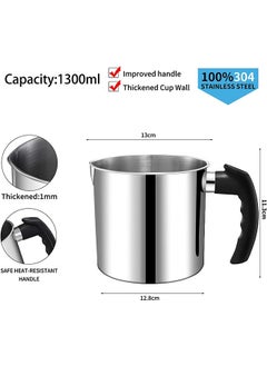 Garlo Candle Making Pouring Pot, 1.3L Double Boiler Wax Melting Pot, 304 Stainless Steel Candle Making Pitcher, Silver Color with Heat-Resistant Handle and Dripless Pouring Spout Design  - Image 2