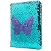 GINMLYDA Sequin Girls Journal for Kids 85x55 Inches 160 Lined Pages Diary for Girls Butterfly Reversible Flip Sequence Notebook for Teenage Pre School Writing Drawing Travel Gifts Purple Blue - Image 2