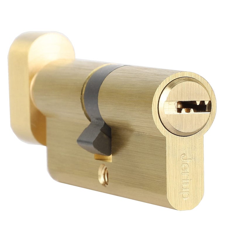 Jeriup 80mm351035 Euro Profile Cylinder with 5 Keys dimple Single Open Copper Lock Cylinder AntiRust Corrosion Resistant AntiTheft