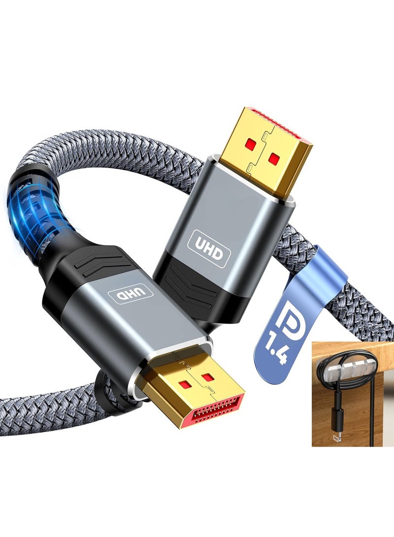 كبل منفذ ديسبلايبورت 1.4 بدقة 8K، طول 1 متر، كبل DP إلى DP يدعم دقة 8K عند 60 هرتز، 2K عند 240 هرتز، 4K عند 144 هرتز، معدل نقل بيانات 32.4 جيجابت في الثانية متوافق مع أجهزة الحاسوب المحمول، الحاسوب الشخصي، التلفزيون، شاشات الألعاب - Image 1