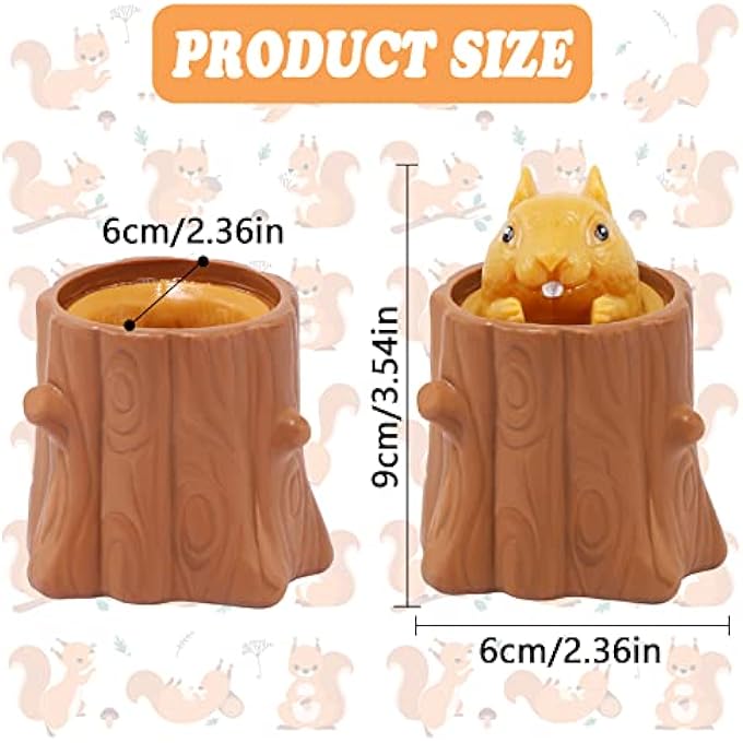EVERMARKET 4 Pack Squeeze Squirrel Toys, Decompression Evil Squirrel Cup Sensory Fidget Toy Funny Rubber Squishes Toy Stress Relief, Weird Play Gift for Friends Adults (Pink Yellow Green Brown) - Image 2