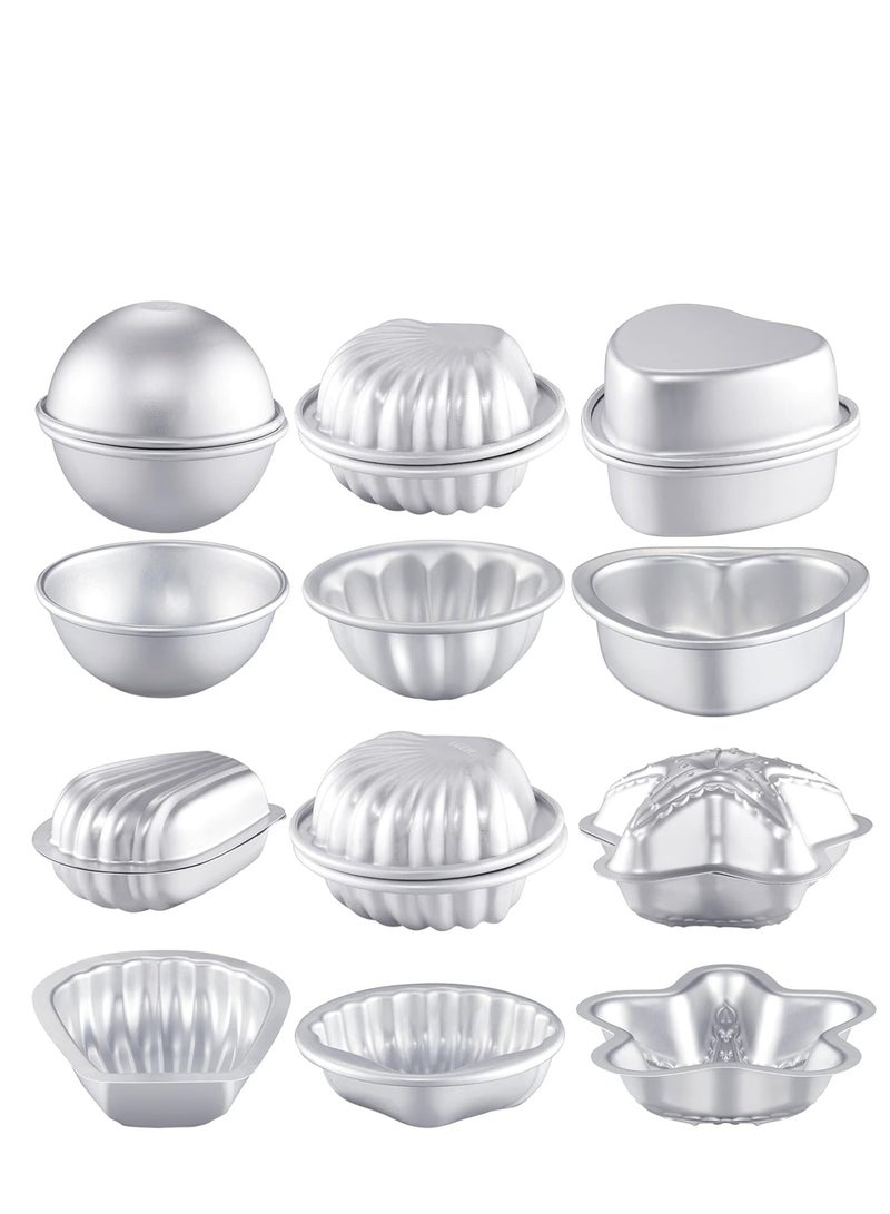 12 Pcs Bath Bomb Molds 6 Shapes Metal DIY Bath Bomb Making Crafts Crafting Press Mould for Handmade Soaps Candle Cake Ice Cream Baking Handicrafts Making Supplies - Image 1