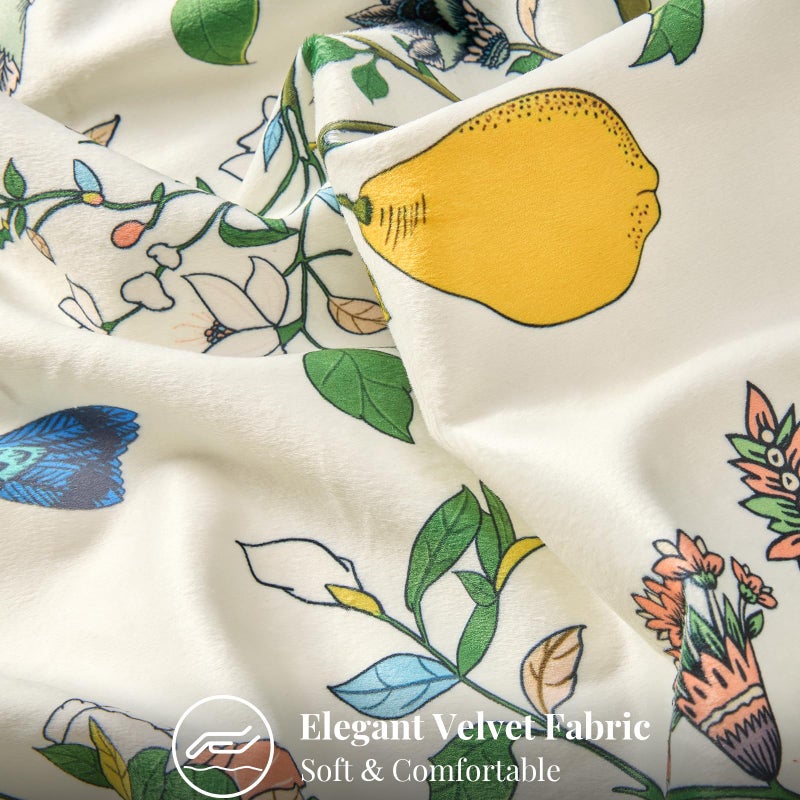 MUSSEL White Floral Pillow Covers 18x18 Set of 2, Velvet Wild Flower Plant Throw Pillows Case, Square Farmhouse Decor Cushion Covers for Home Sofa Bed Couch - Image 4