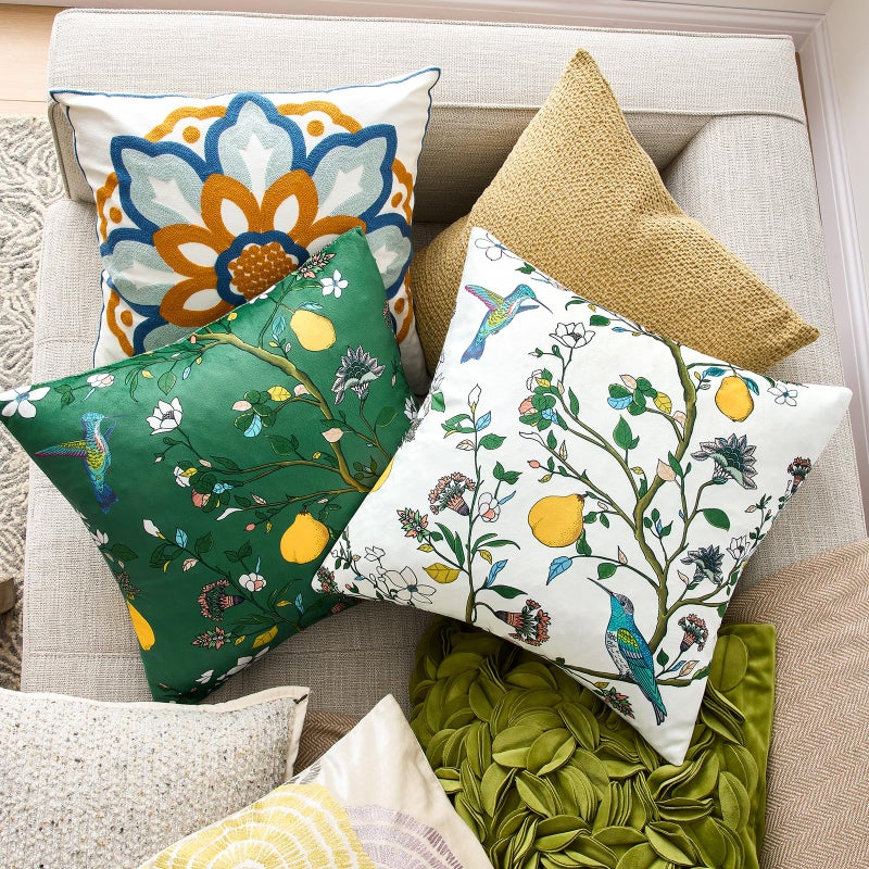 MUSSEL White Floral Pillow Covers 18x18 Set of 2, Velvet Wild Flower Plant Throw Pillows Case, Square Farmhouse Decor Cushion Covers for Home Sofa Bed Couch - Image 3