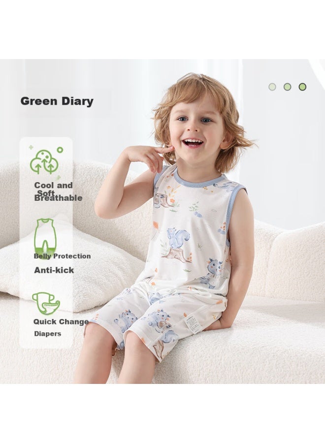 Beptides Beipesi Children's Summer Thin Silk Home Wear Onesie Baby New Vest Pajamas - Image 1