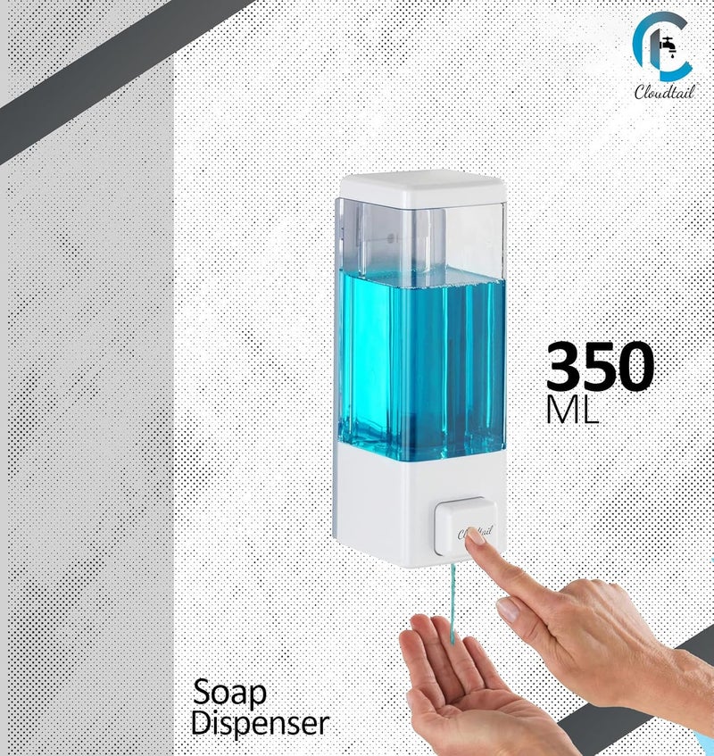 Cloudtail Cloudtail Soap DispenserPush ButtonHand WashGelFoamDish WashLiquidLotionShampooSanitizerConditionerWall MountIdeal for KitchenBathroomMaterialABSPlasticSize350mlColorWhtSet of 1  - Image 5