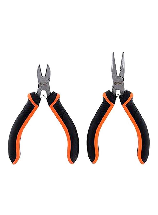 Tactix 2-Piece Cast Iron Mini Plier Set with Ergonomic Handle Black and Orange - Image 2
