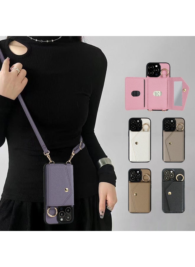 Generic - For AppleFor Iphone14 15 16Pro Max Plus For SamsungGalaxy Multi Card Slot Lanyard Phone Case-Color:light Brown-Applicable Model:xperia Ace III - Image 1