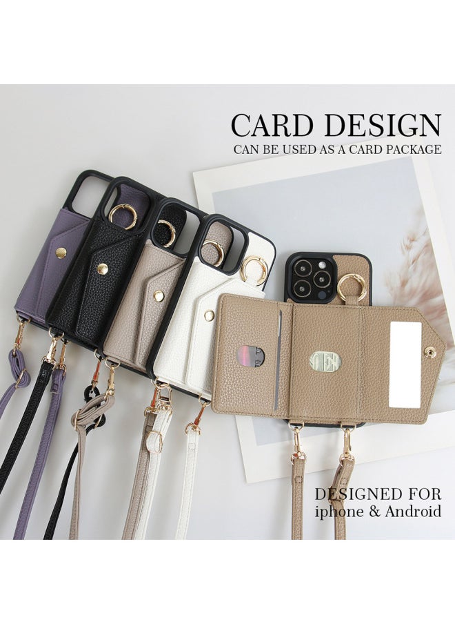 Generic - For AppleFor Iphone14 15 16Pro Max Plus For SamsungGalaxy Multi Card Slot Lanyard Phone Case-Color:light Brown-Applicable Model:xperia Ace III - Image 1