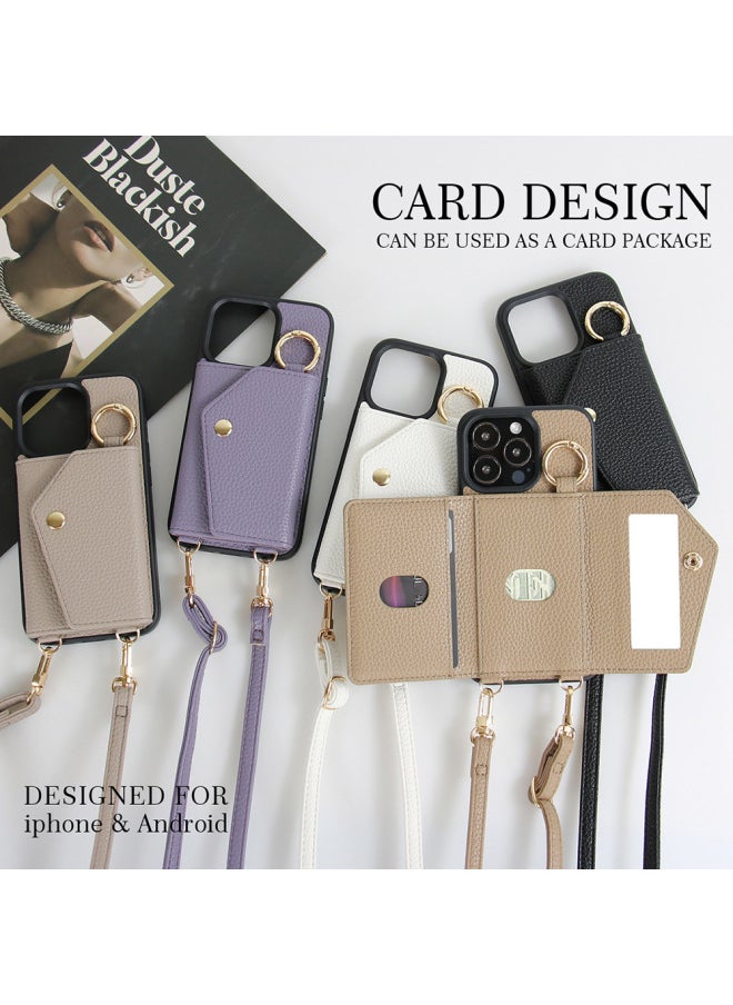 Generic - For AppleFor Iphone14 15 16Pro Max Plus For SamsungGalaxy Multi Card Slot Lanyard Phone Case-Color:light Brown-Applicable Model:xperia Ace III - Image 1