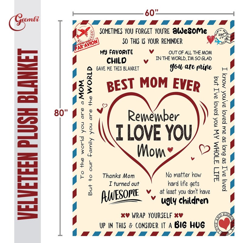 GEEMBI Christmas Birthday Gifts for Mom - Super Soft Fleece Throw Blanket for Couch Bed 60x80 in - Mom Birthday Gifts from Daughter Son, Mama Gift for Mother, Lightweight Fleece Blanket for Women - Image 3