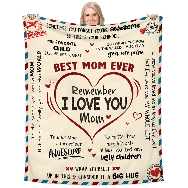 GEEMBI Christmas Birthday Gifts for Mom - Super Soft Fleece Throw Blanket for Couch Bed 60x80 in - Mom Birthday Gifts from Daughter Son, Mama Gift for Mother, Lightweight Fleece Blanket for Women - Image 1