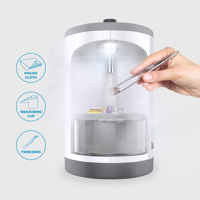 Steamfast منظف المجوهرات بالبخار Steamfast SF-1000 JULE، إضاءة LED، خالي من المواد الكيميائية، وقت تشغيل 15 دقيقة، أبيض - Image 2