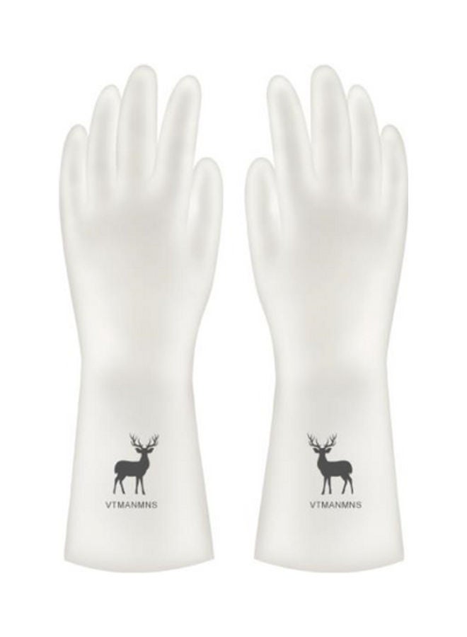 NIBEMINENT Waterproof Non-Slip Durable Rubber Small Size Gloves Off White/Black