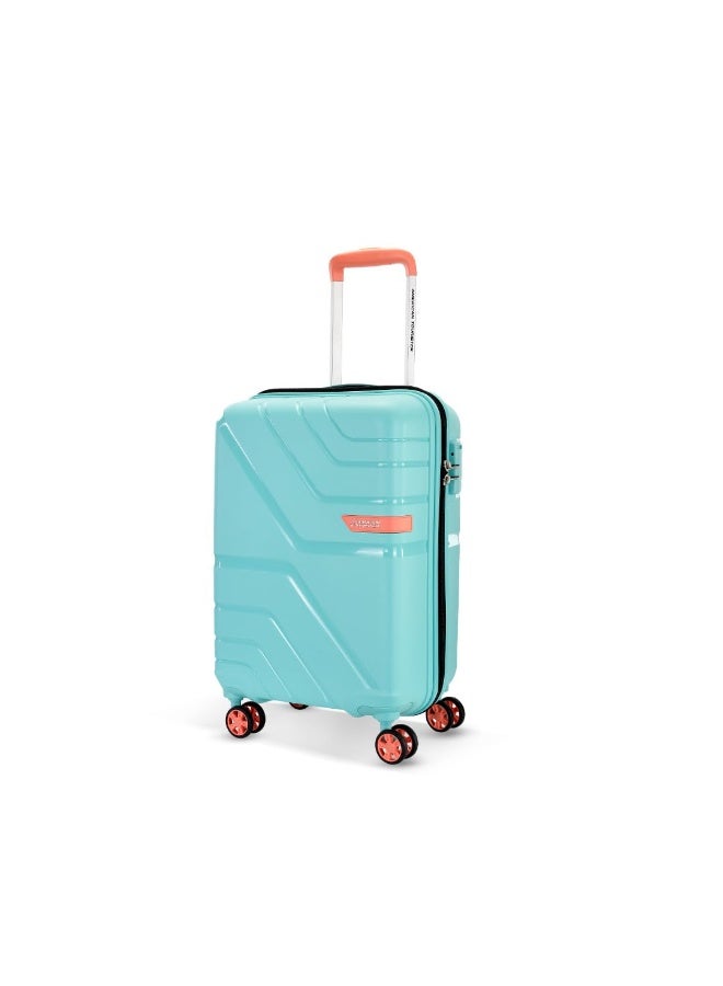 American Tourister Upland Sport 55 CM Small Carry-On Luggage, Polypropylene (PP) Hardside 8 Wheels Spinner Luggage with Combination Lock, Suitcase/Trolley Bag for Travel - Blue - Image 1