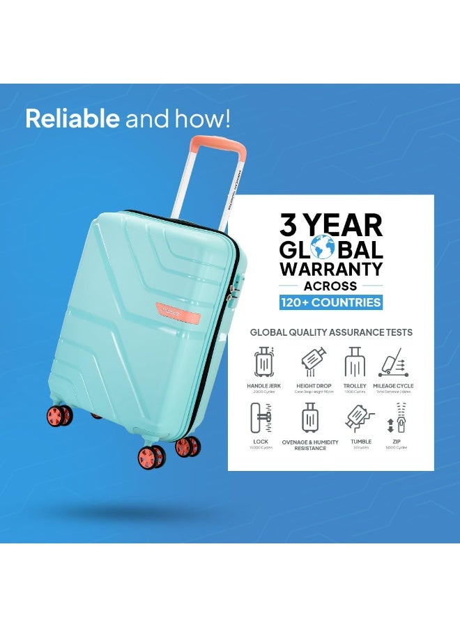 American Tourister Upland Sport 55 CM Small Carry-On Luggage, Polypropylene (PP) Hardside 8 Wheels Spinner Luggage with Combination Lock, Suitcase/Trolley Bag for Travel - Blue - Image 2