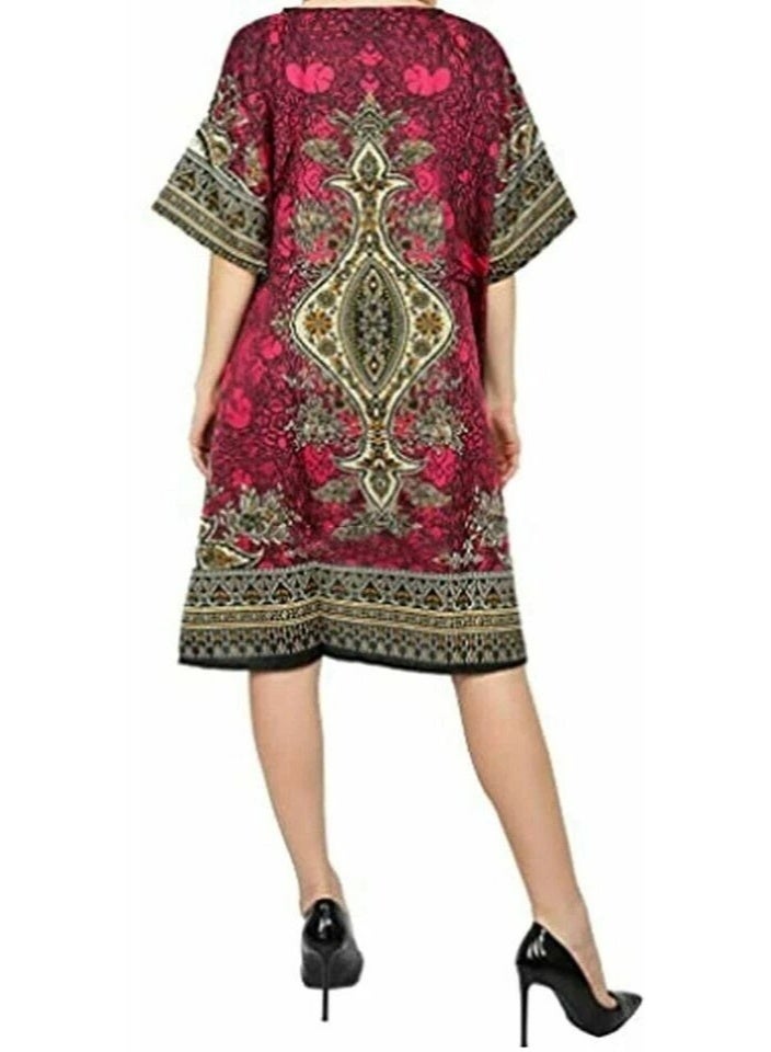 Women's Short Kaftan Hippy Boho Maxi Dress Caftan Top Tunic Dress Gown Free Size - Image 4