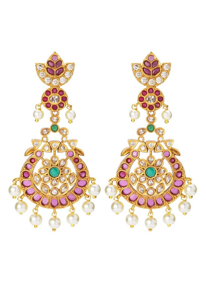 Aheli - Antique Indian Boho Oxidized Jhumki Ethnic Fusion Bollywood Party Wear Dangle Hypoallergenic Earrings Ethnic Fashion Statement Jewelry For Women Girls (Redgreen Stone 4) - Image 1