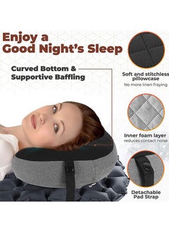 Garlo Inflatable Pillow for Camping, Backpacking Pillow, Travel, Hiking, Camping Pillow- Removable Foam Cover, Compact Ultralight Blow Up Air Pillows for Sleeping, Pad Attachment Strap for Camp Mat.  - Image 2