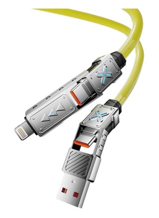 4-in-1 USB-C Cable, 240W PD 5A Fast Charging Cable u0026 Data Sync, 5FT Colorful Breath Light Silicone Charger Cord with Type C/USB A for Laptop iPhone iPad MacBook ect (Yellow) - pzsku/ZD4D2DA1A545E83974075Z/45/1746800898/e44974a2-7210-4960-a7da-c39c181f51b6