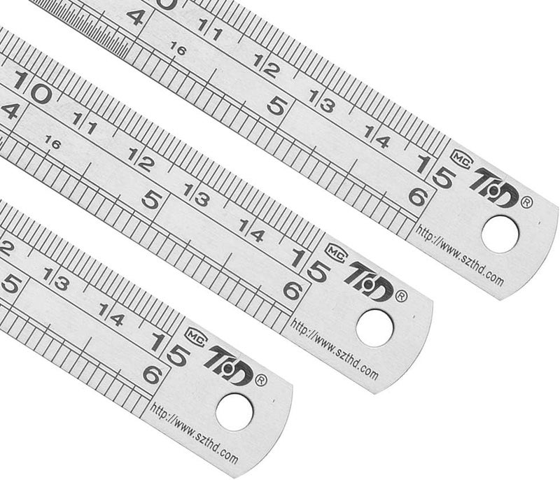 ZZTX Ruler Metal Straight Edge Stainless Steel Ruler 6 Inch Ruler Set Rulers Bulk 12 Pack - Image 3