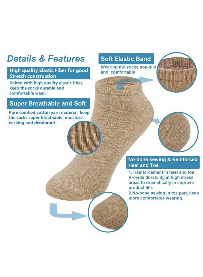 MAGIARTE Womens Ankle Socks Soft Pure Cotton Low Cut Athletic Casual Mutil Color No Show Socks for Women 6-Pack (#color 1) - Image 4