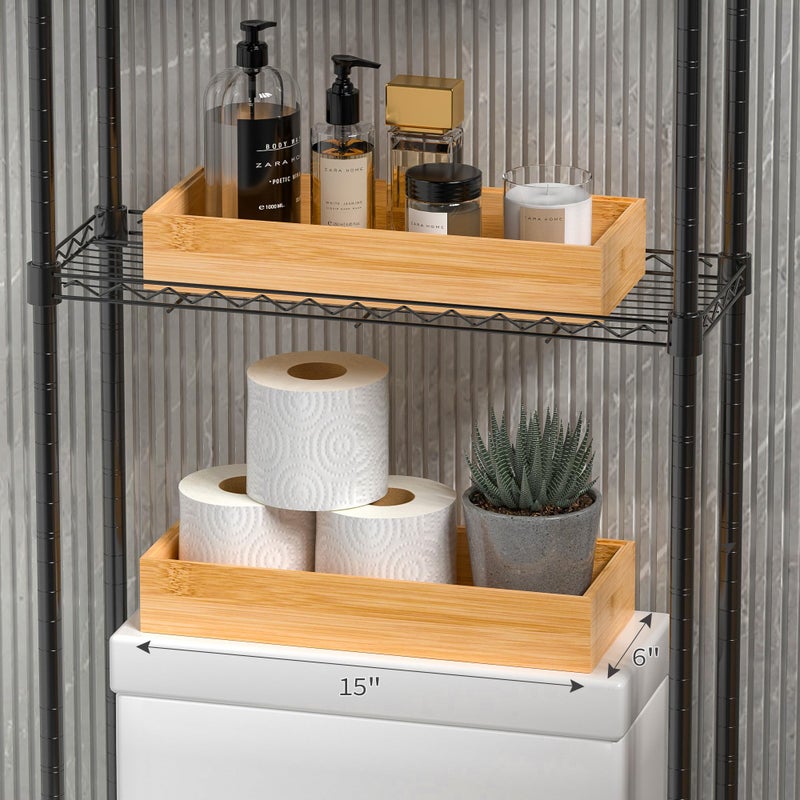 Greatseas Kitchen Drawer Organizer Bins, Stackable Bamboo Deep Drawer Organizer for Silverware, Utensils, Cutlery, Flatware, Junk Drawer, Dresser, Bathroom, 15" x 6" x 2.5" (Set of 2) - Image 4