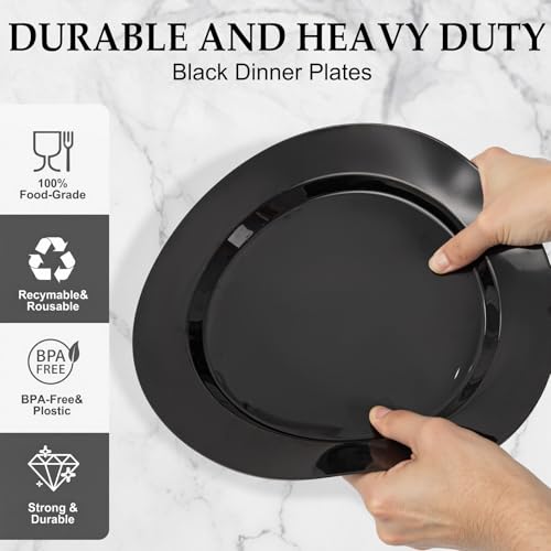 FLOWERCAT 200PCS Navy Blue Plastic Plates Disposable Plates for Party - Heavy Duty Plastic Plates - 10" &7" Plate for 100 Guests Hanukkah Parties and New Year Events - Image 3