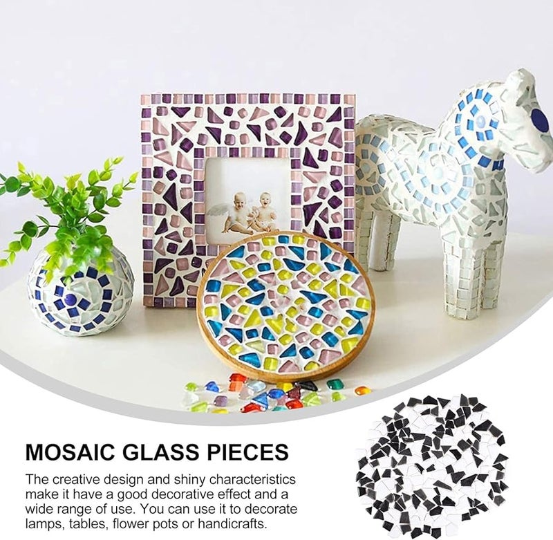 Black White Glazed Ceramic Mosaic Tiles Pieces 200g For DIY Crafts Home Decor - Image 4