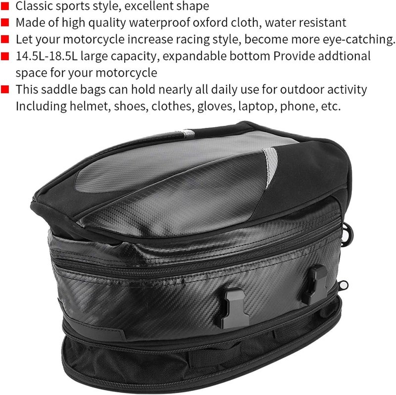 woobles Motorbike Bag,Motorcycle Tail Saddle Bag Rear Storage Pack Waterproof for Helmet Luggage 18.5L - Image 3