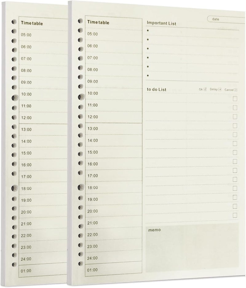 Repeated use friendly design Loose Leaf Punched Paper Refills Paper for 26 Hole Binder Personal Organizer Diary Notebook Refillable Planner (Time Plan, B5/26 Hole)… Diverse requirement fit - Image 1