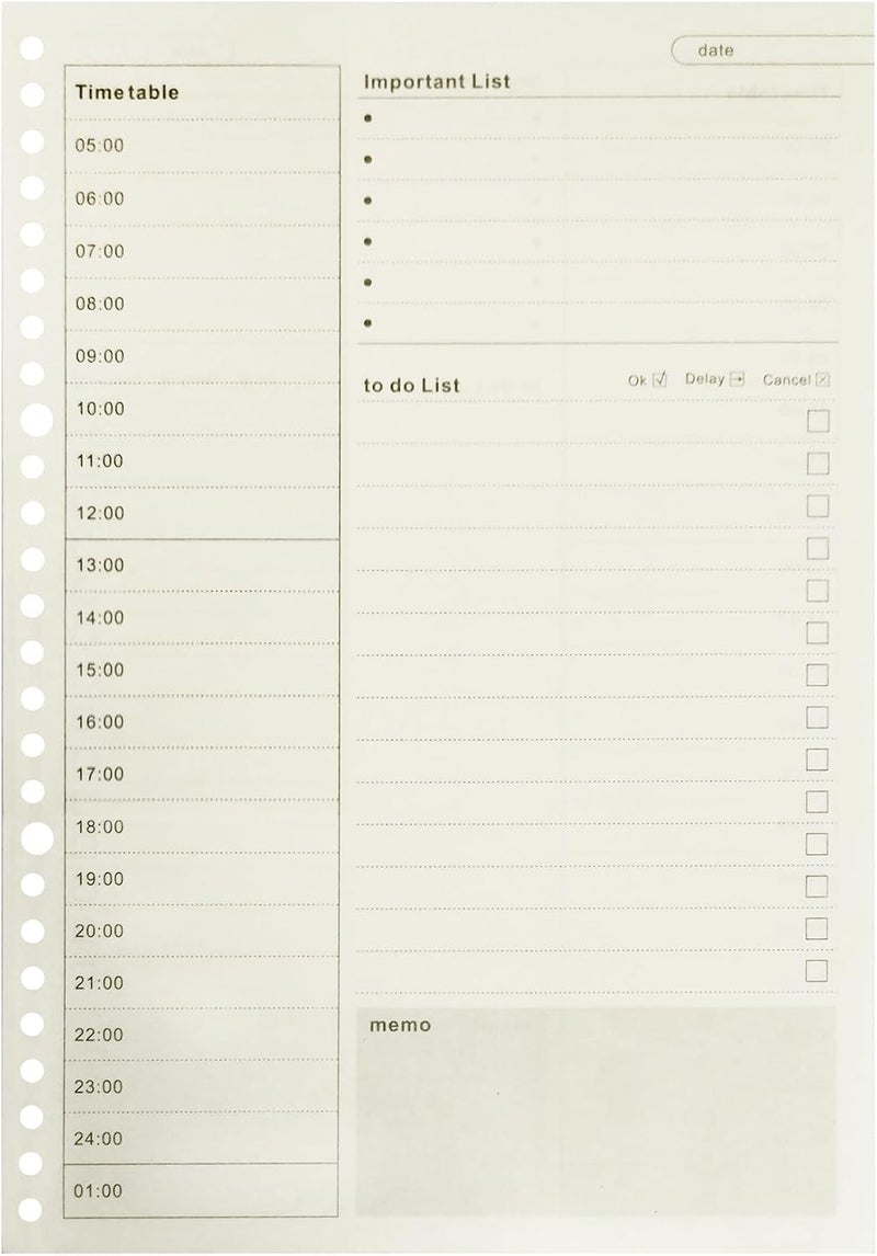Repeated use friendly design Loose Leaf Punched Paper Refills Paper for 26 Hole Binder Personal Organizer Diary Notebook Refillable Planner (Time Plan, B5/26 Hole)… Diverse requirement fit - Image 2