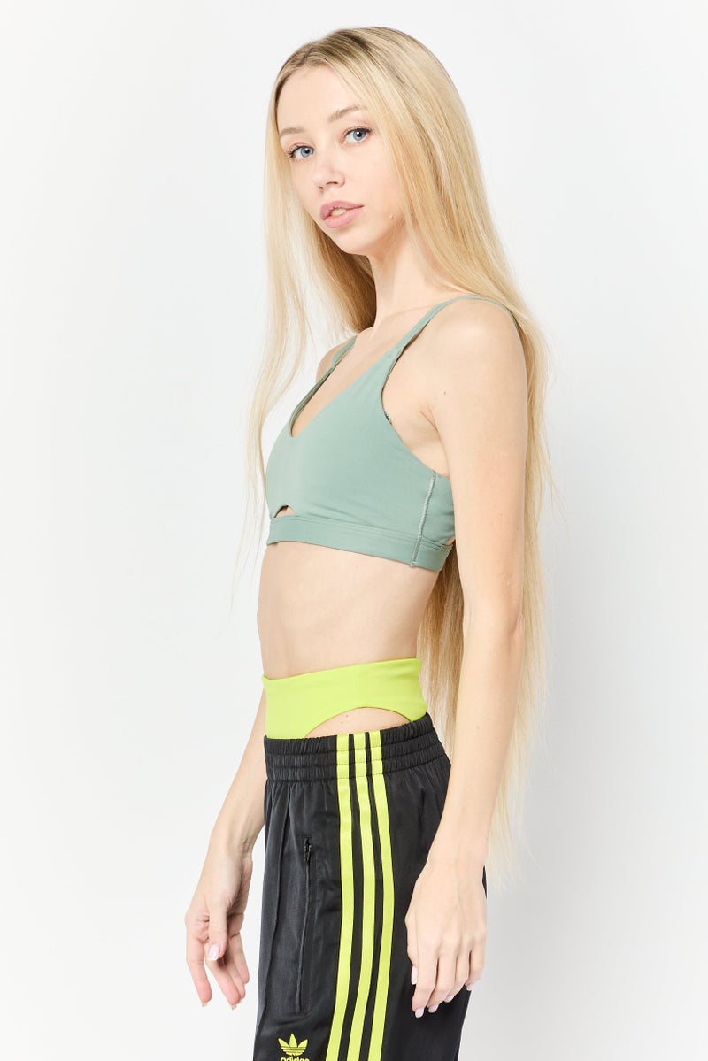 Adidas Women Brand Logo Padded Sports Bra, Sage Green - Image 3