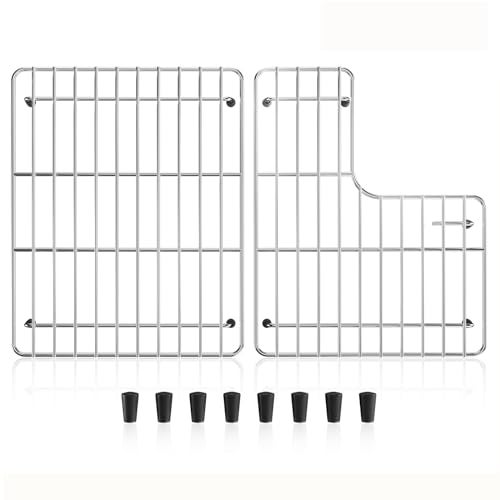 DPZM Stainless Steel Sink Protectors for Kitchen Sink 232 x116 Sink Racks Compatible with Kohler Whitehaven K6486 and K6487 Sink Grid Sink Grate for Bottom of Kitchen Sink with Rubber Feet - Image 1