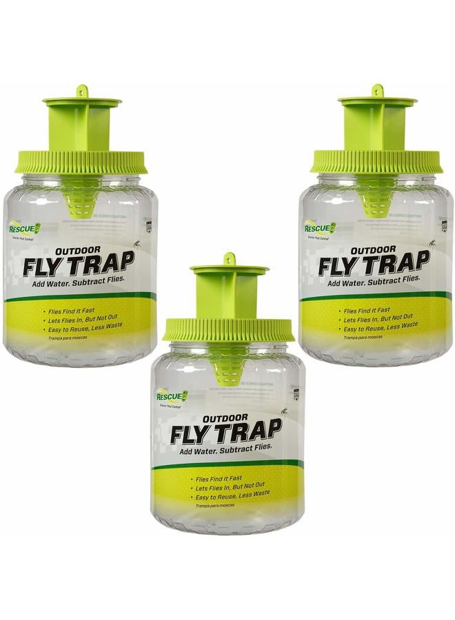RESCUE Outdoor Fly Trap - Reusable - 3 Traps - Image 1