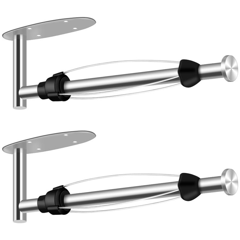 MGahyi Paper Towel Holder Under Cabinet Single Hand Operable Wall Mount with Damping Effect SelfAdhesive or Drilled for Kitchen BathroomSilver 2pcs