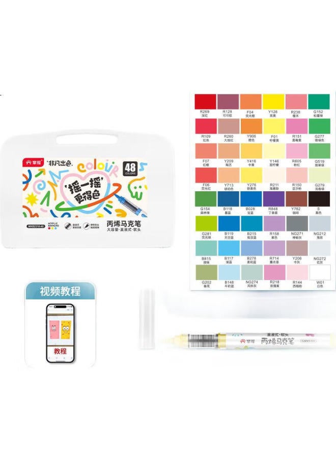 Grasp Master Direct Liquid Soft Tip Acrylic Markers, 48 Colors, Hand-Drawn Graffiti, Student Art Supplies, Waterproof, Non-Translucent, Stackable, Watercolor Pens, Paint Pens, Children'S Birthday And Back-To Gift - Image 2