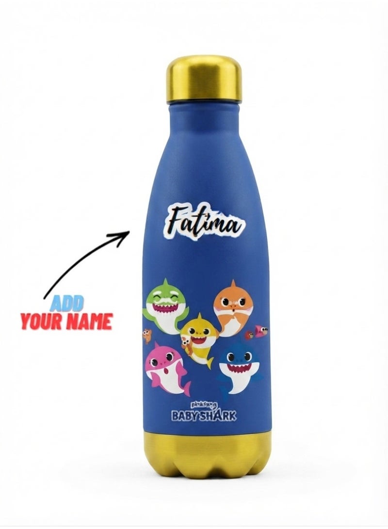 Pinkfong Add Your Name Custom Personalized Baby Shark 350ml Stainless Steel Water Bottle - Image 1