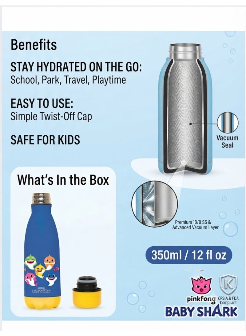 Pinkfong Add Your Name Custom Personalized Baby Shark 350ml Stainless Steel Water Bottle - Image 5