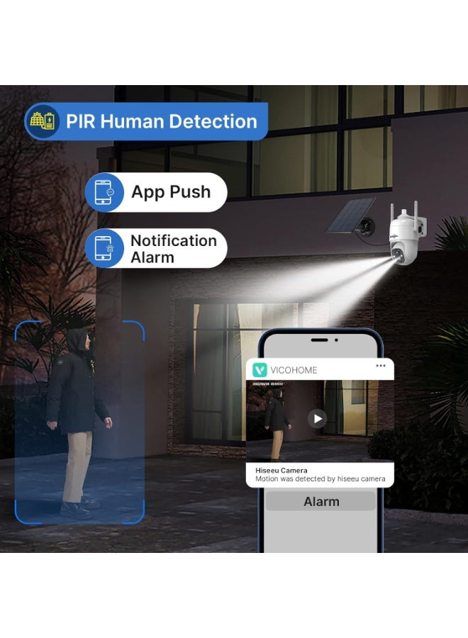 كاميرتين مراقبة خارجية لاسلكية CQ1 – تعمل بالطاقة الشمسية والواي فاي، بدقة 3 ميجا بيكسل، رؤية ليلية ملوّنة، صوت ثنائي واتصال 360 درجة - Image 5