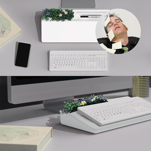 TOWON Glass Small Desktop Whiteboard with Artificial Potted Plant&Nano Incense Stone Aromatic,Dry Erase Board For Desk Notes,Desktop Whiteboard Notepad Dry Erase with Organizer For Home Office Décor - Image 5