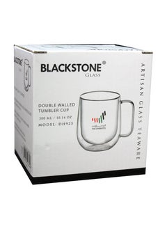 BLACKSTONE Set of 2 Double Wall Glass Cup 300ml with flag Text Logo  - Image 2